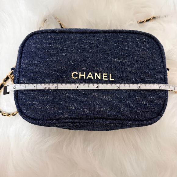 Chanel Beauty Denim Blue DIY Cosmetic Bag Crossbody Bag With Generic Strap - Picture 2 of 8